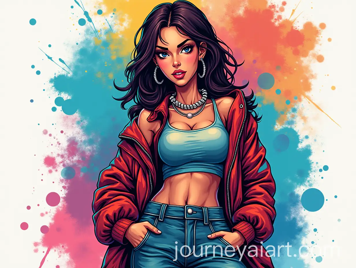 Confident-Urban-Woman-in-GraAI-Art-Prompt-Expansionffiti-Style-Streetwear-with-Bold-Pose-and-Vibrant-Spray-Paint-Effect