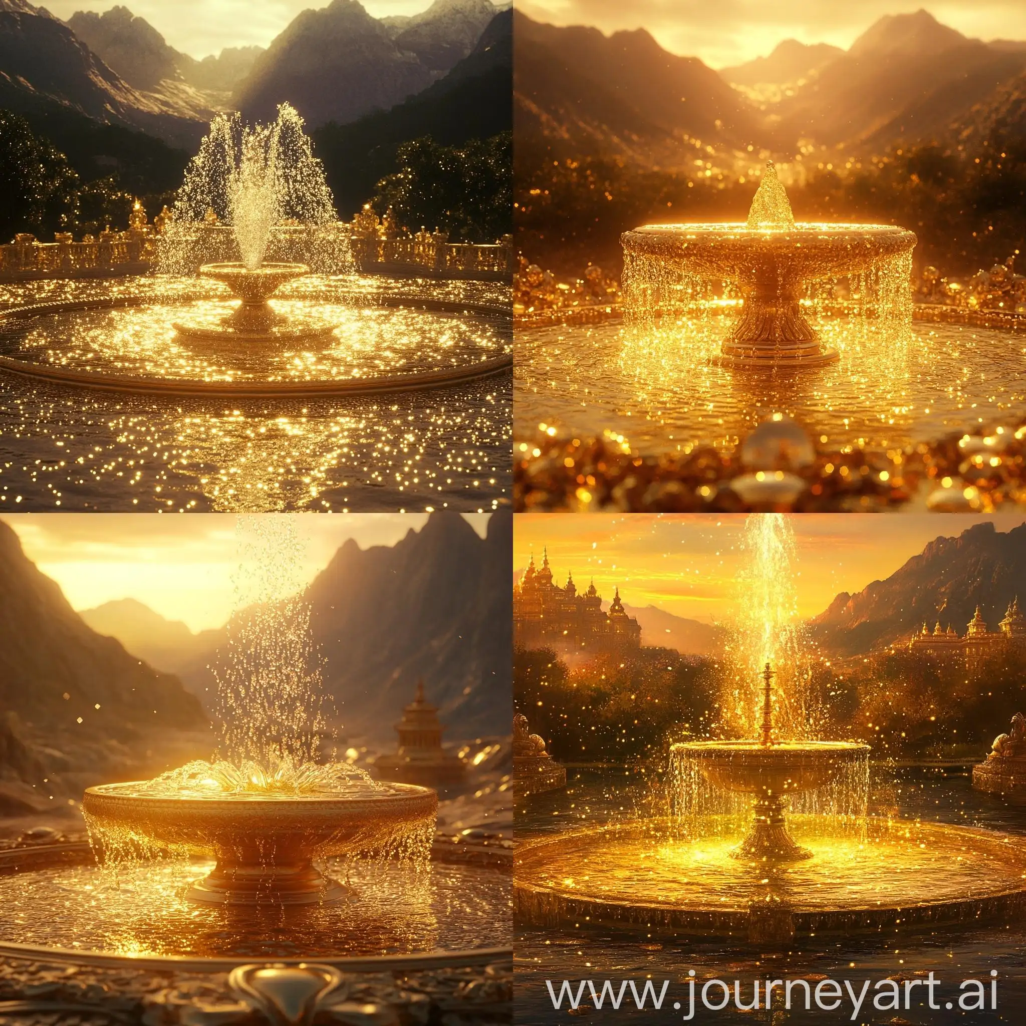 Golden-Fountain-in-Classical-Luxury-Setting-with-Liquid-Goldlike-Water