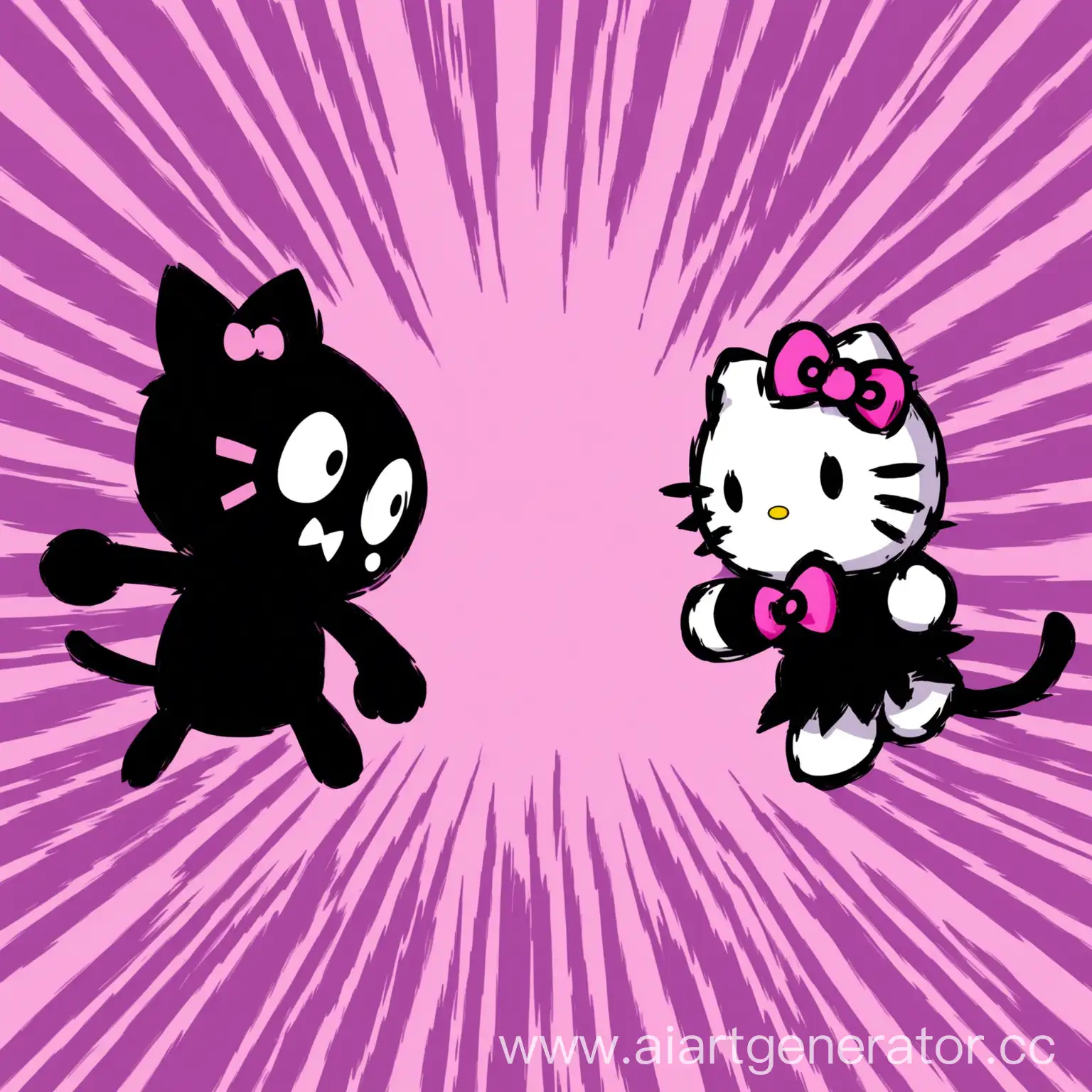 Colorful-Kuromi-vs-Hello-Kitty-Confrontation-in-Pink-and-Purple