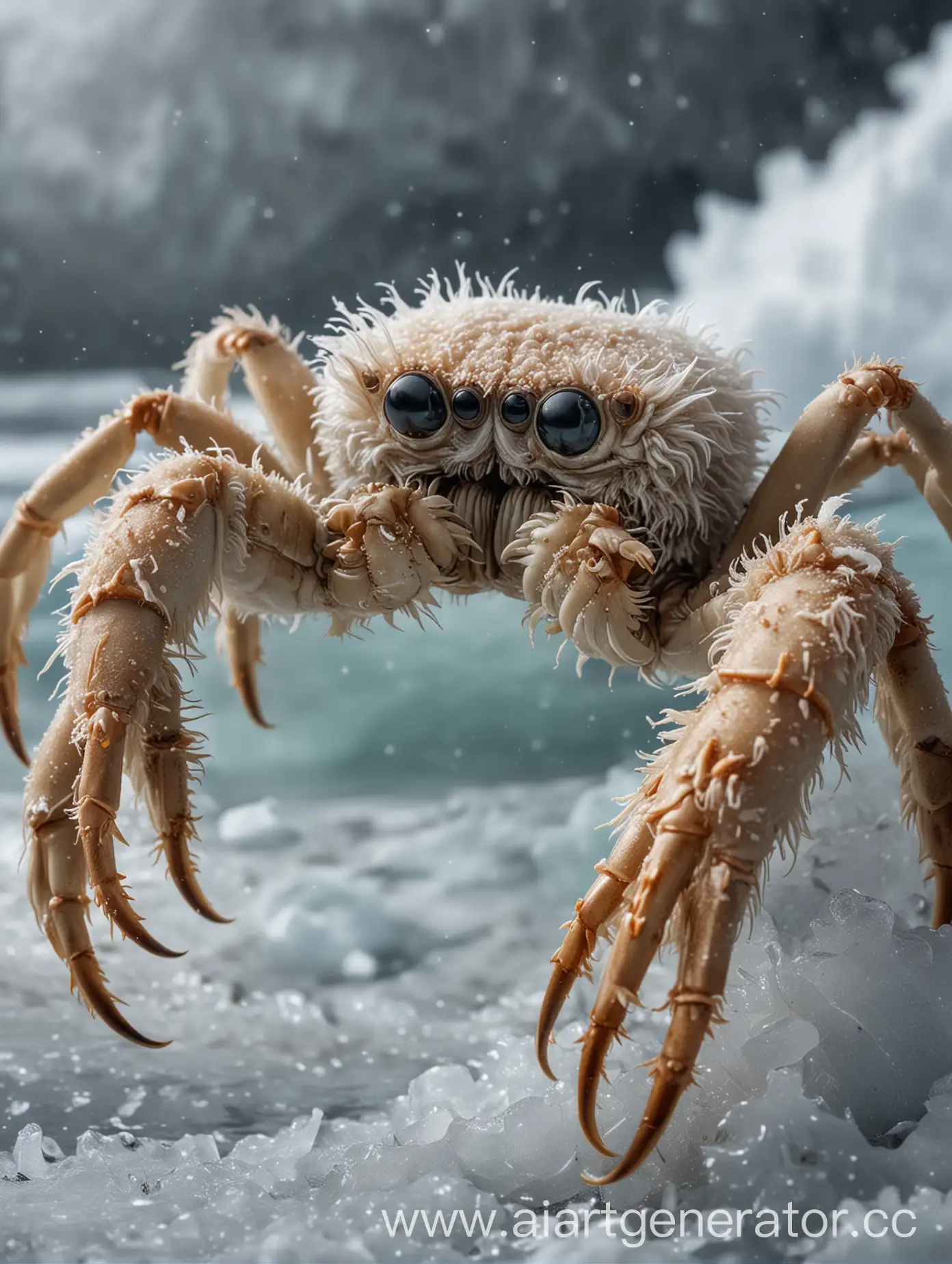 Closeup-of-Yeti-Crab-with-Furry-Claws-in-Icy-Antarctic-Sea