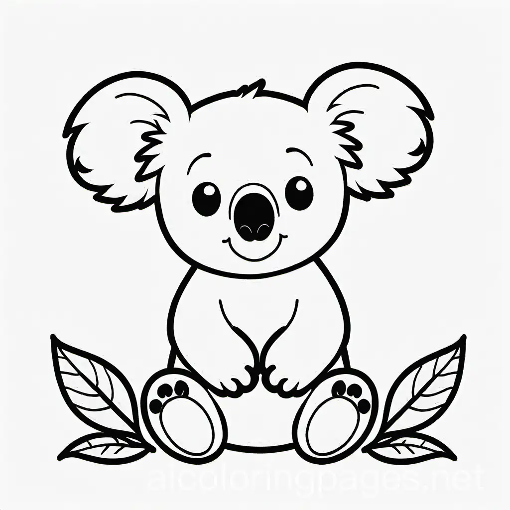 Baby-Koala-Coloring-Page-Black-and-White-Line-Art-on-White-Background