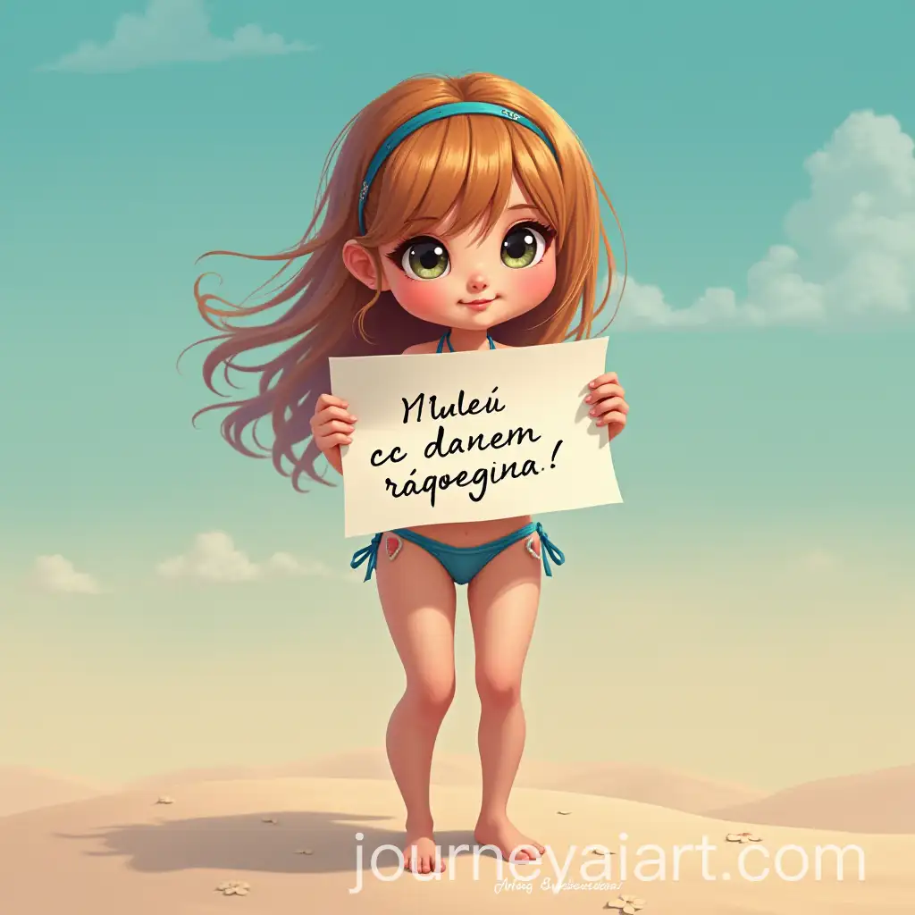 Girl-in-Bikini-Holding-Birthday-Greeting-Card