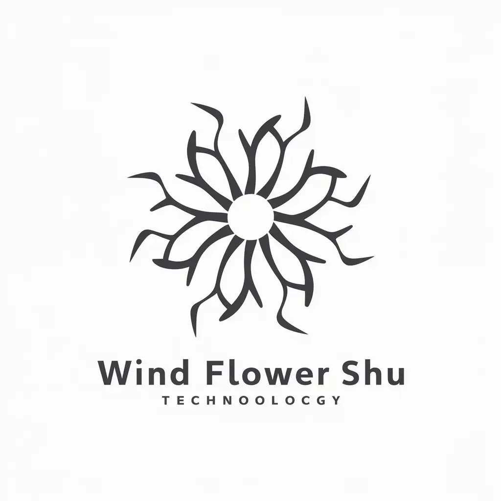 a vector logo design,with the text "Wind Flower Shu", main symbol:Wind Flower Shu,complex,be used in Technology industry,clear background