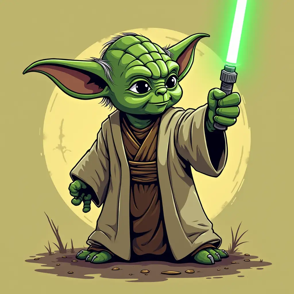 Yoda-Using-the-Force-in-a-Comic-Style-Vector-Illustration