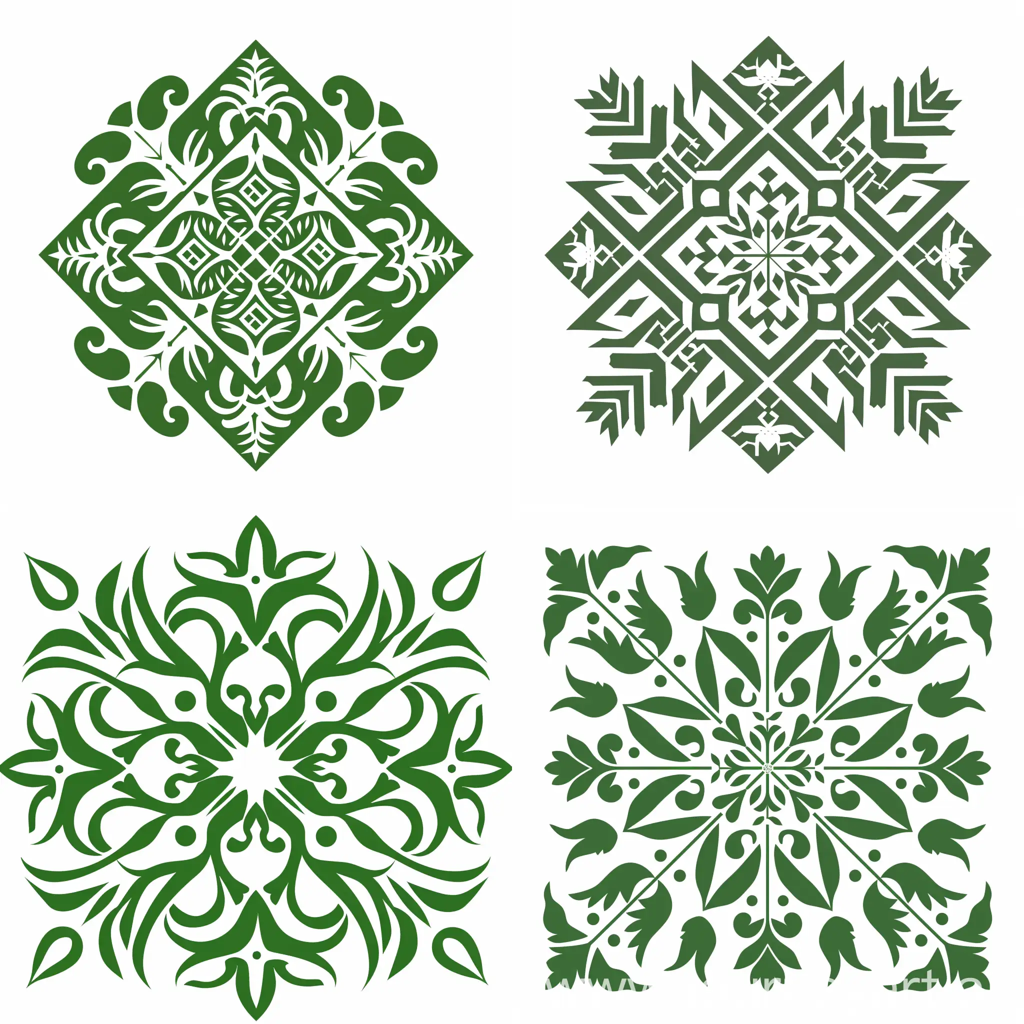 Geometric-FinnoUgric-Ornament-in-Green-on-White-Background