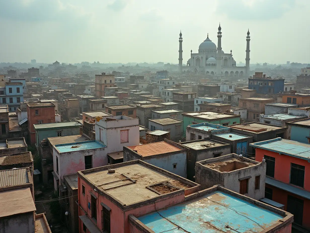 Hindus and muslims houses live together in one area