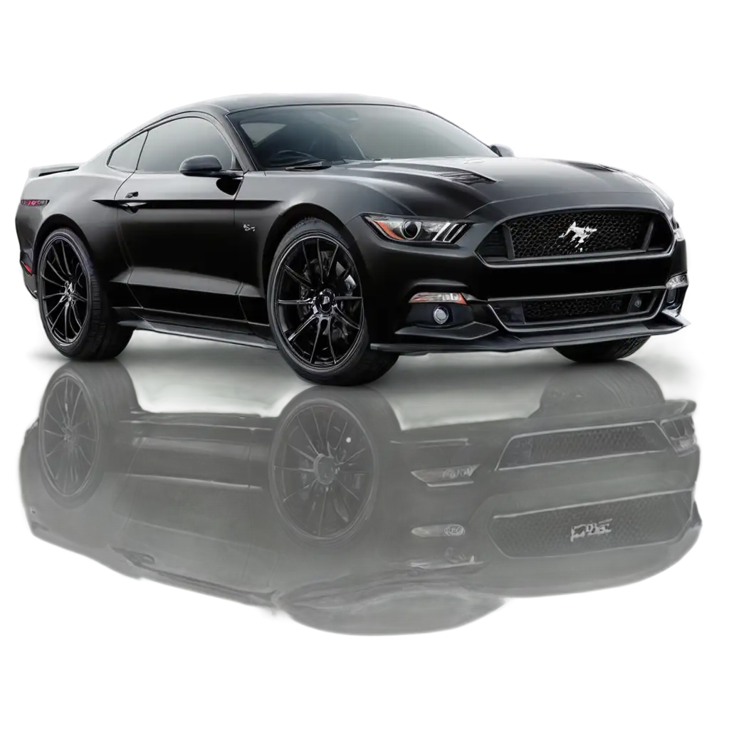 HighQuality-PNG-Image-of-a-Black-Mustang-with-Low-Opacity-Reflection