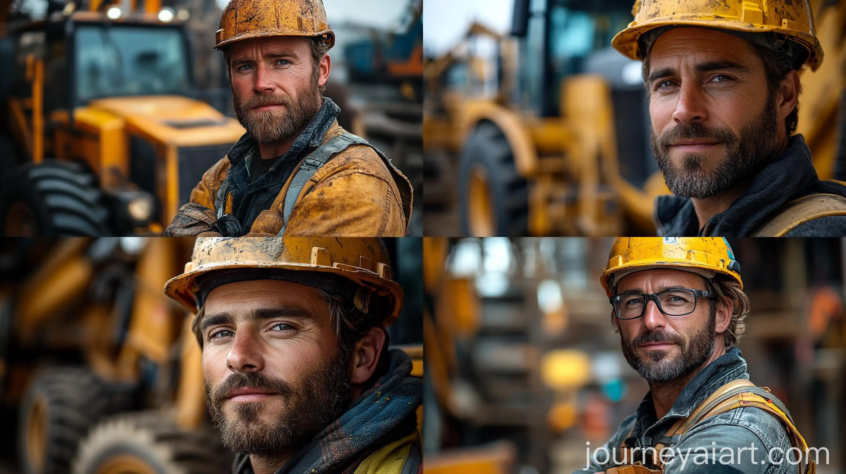 Construction-Equipment-Operator-Standing-in-Front-of-Vehicle-at-Construction-Site