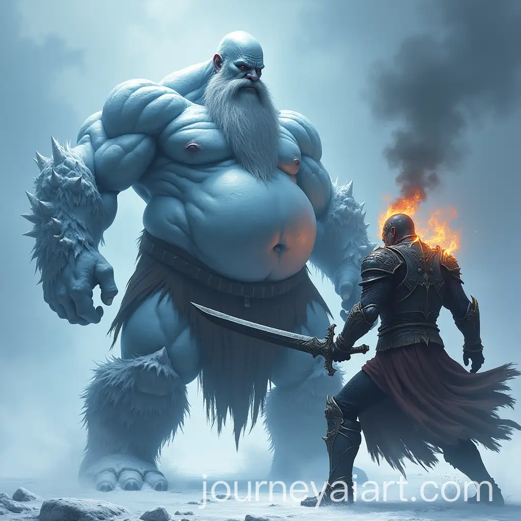 Epic-Battle-Between-Ice-Giant-and-SauronClad-Warrior