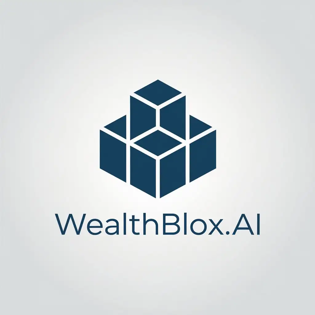 LOGO Design for Wealthbloxai Minimalistic Building Blocks in Medium Blue for Technology Industry