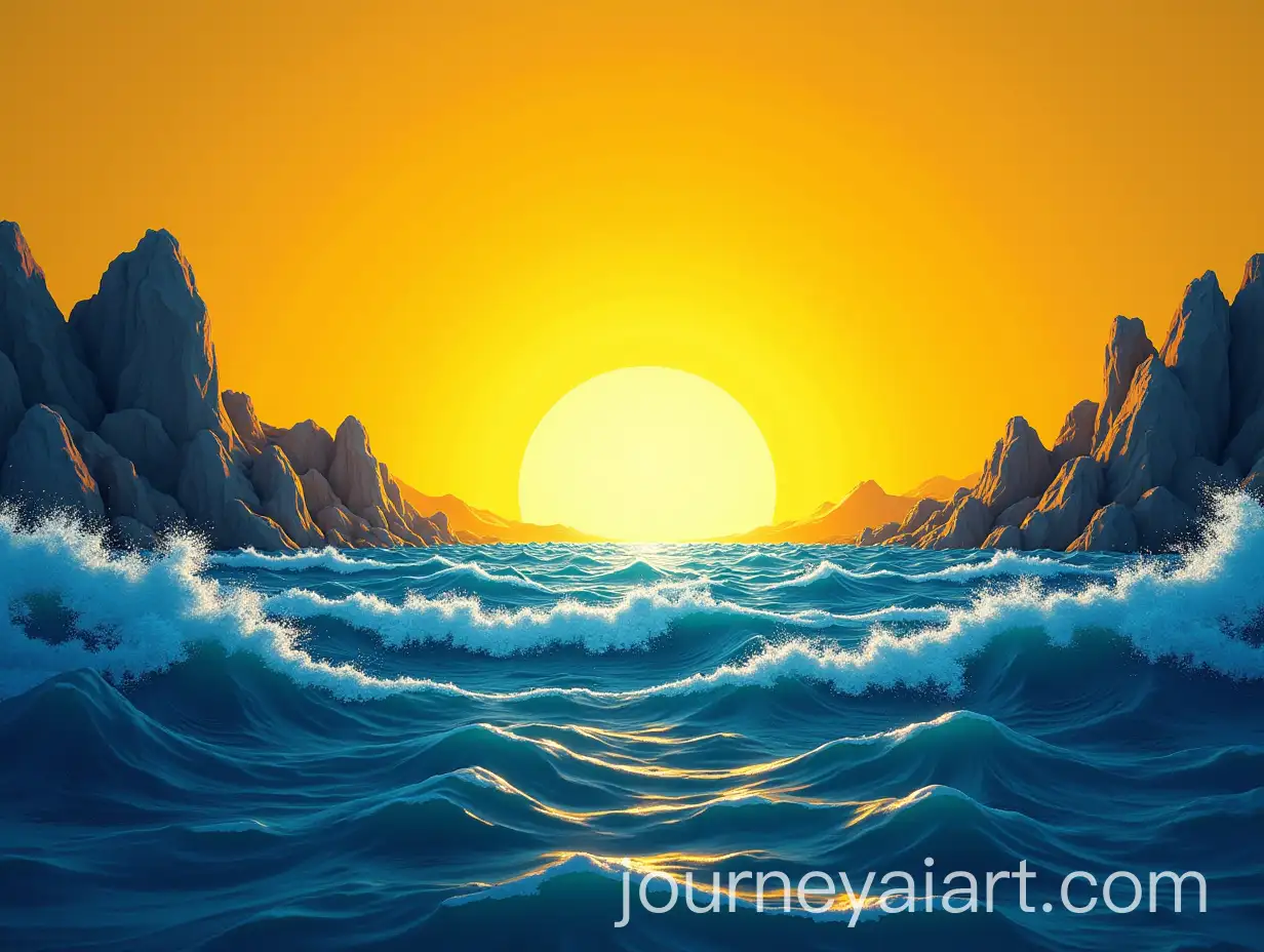 Rock-Stage-Banner-with-Sound-Waves-Merging-into-Horizon-in-Yellow-and-Blue