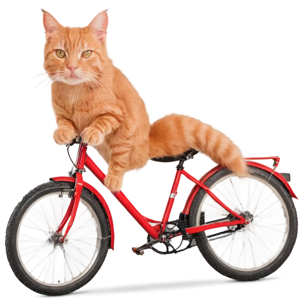 Vibrant-Red-Cat-Sitting-on-a-Bike-PNG-Image-for-Enhanced-Visual-Appeal