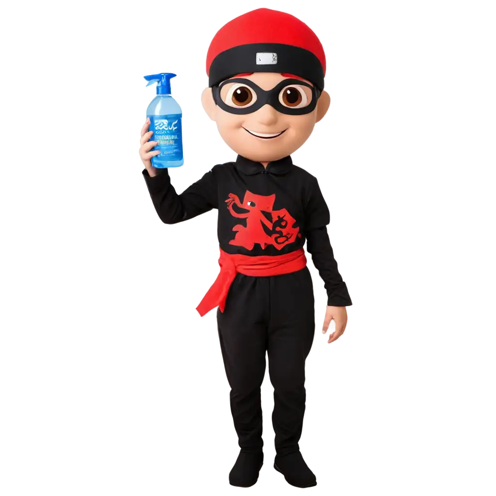 PNG-Image-Ninja-Mascot-Holding-Sanitizer-Bottle