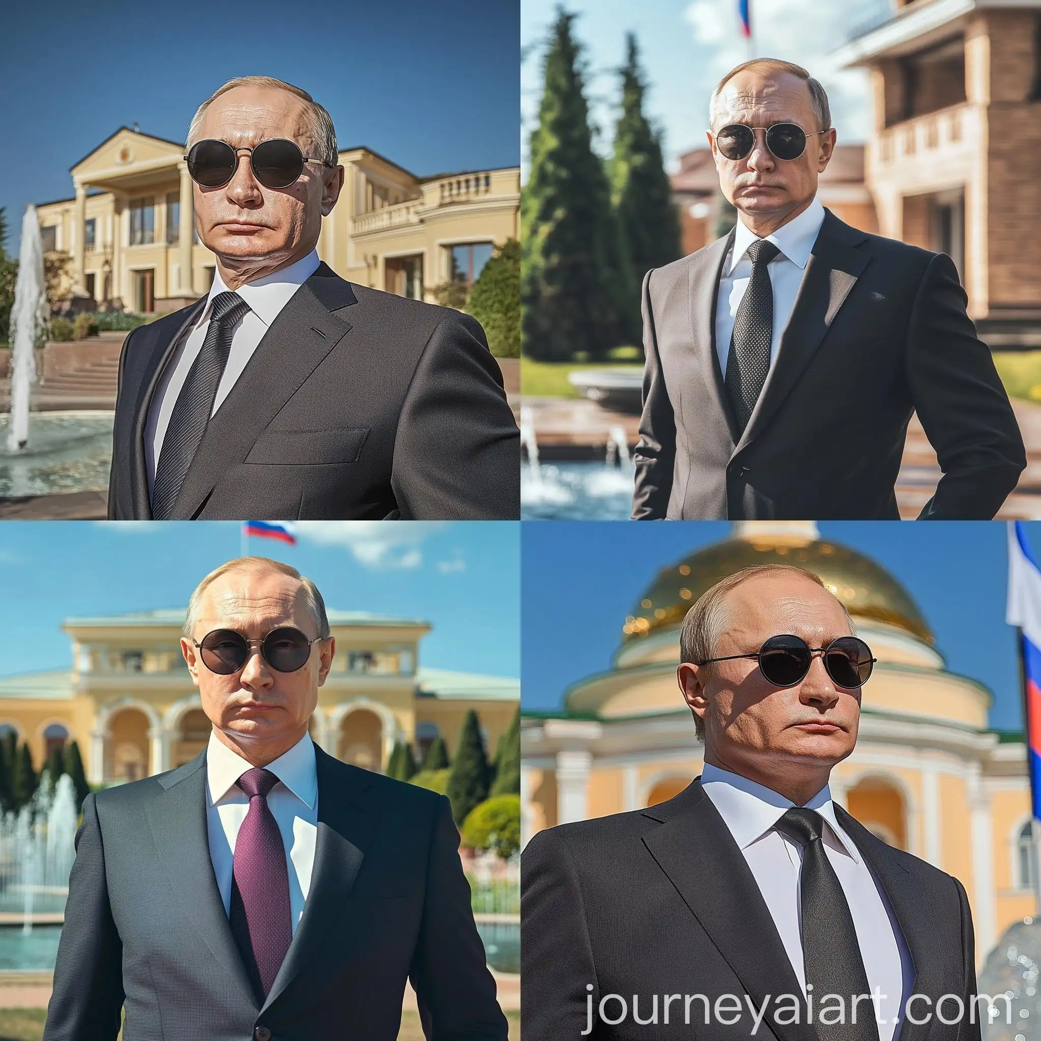Vladimir-Putin-in-Business-Suit-with-Russian-Flag-and-Fountain
