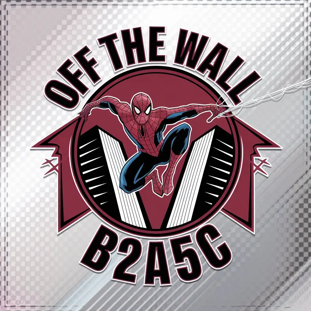 a vector logo design,with the text "OFF THE WALL  B2A5C", main symbol:SPIDERMAN,Moderate,clear background