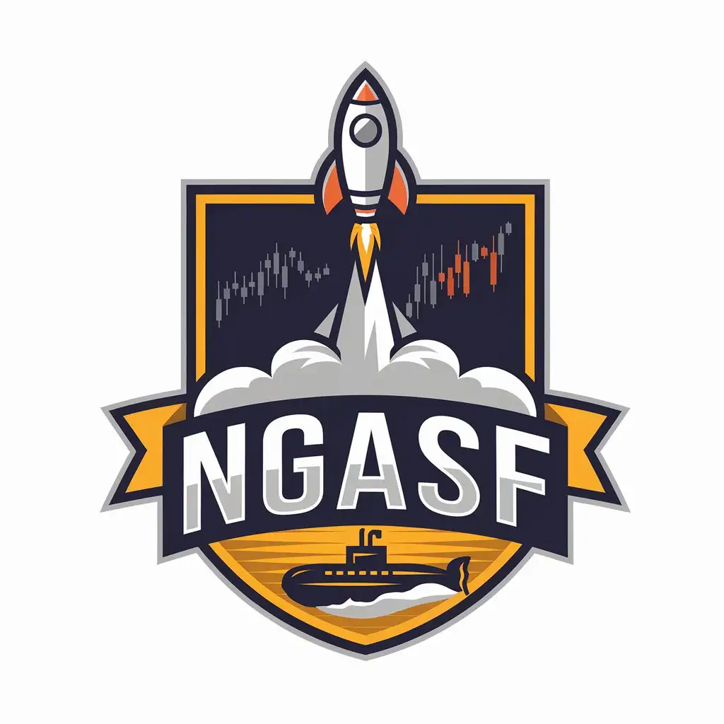 LOGO Design for NGASF Rocket and Submarine with Stock Market Chart in Finance Industry Theme