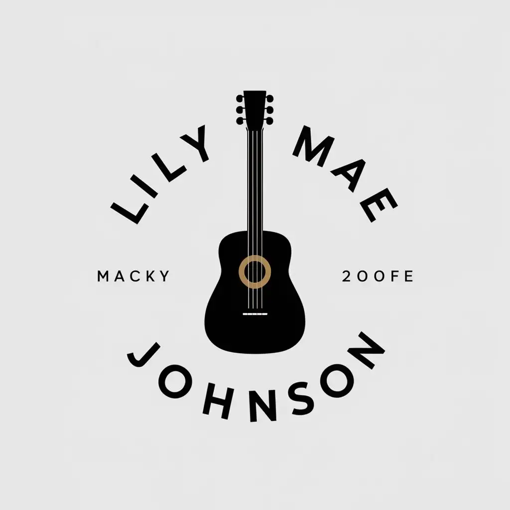 a vector logo design,with the text "LILY MAE Johnson", main symbol:guitar,Minimalistic,clear background