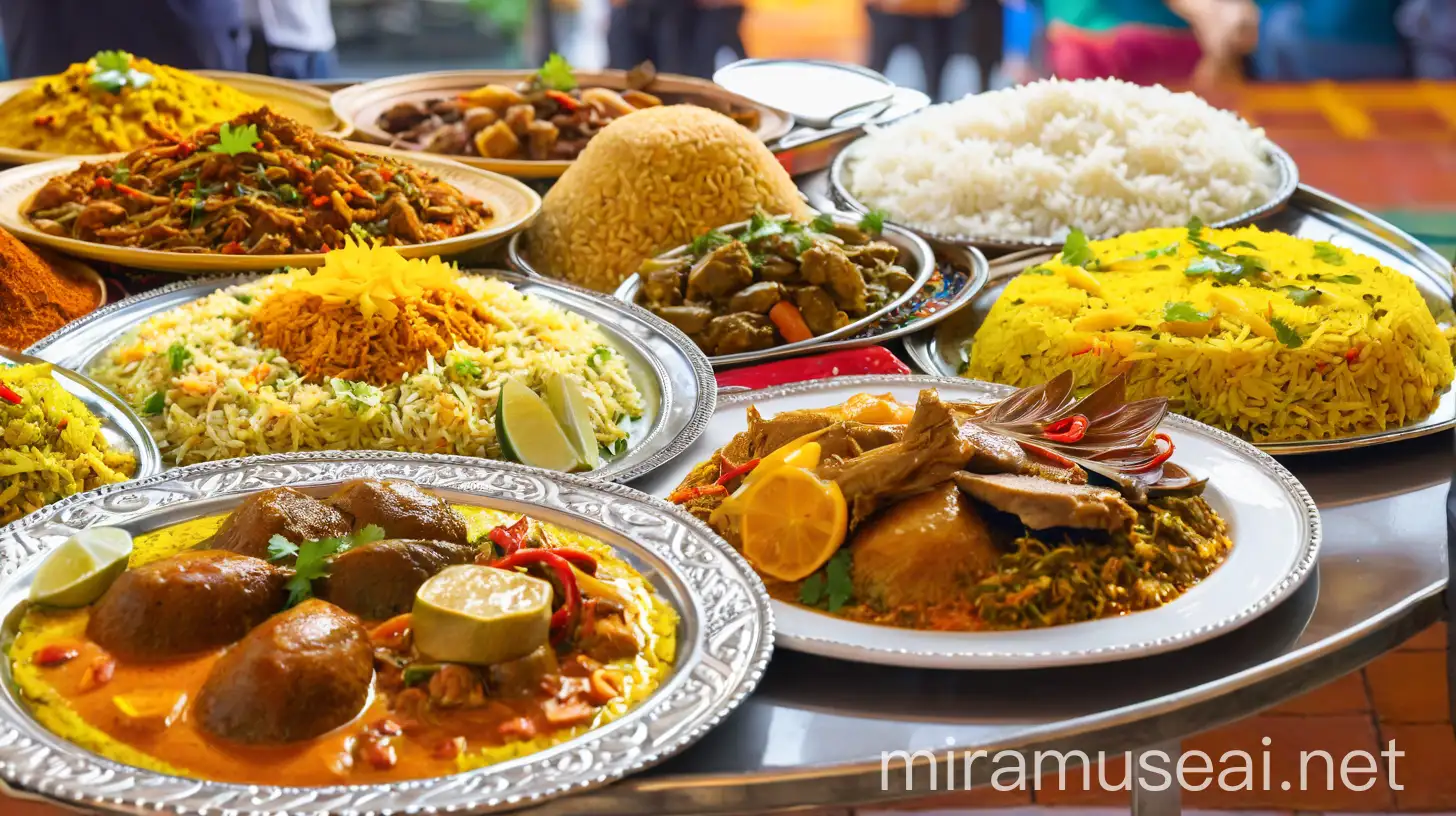 Vibrant South Asian Food Platter at a Bustling Market