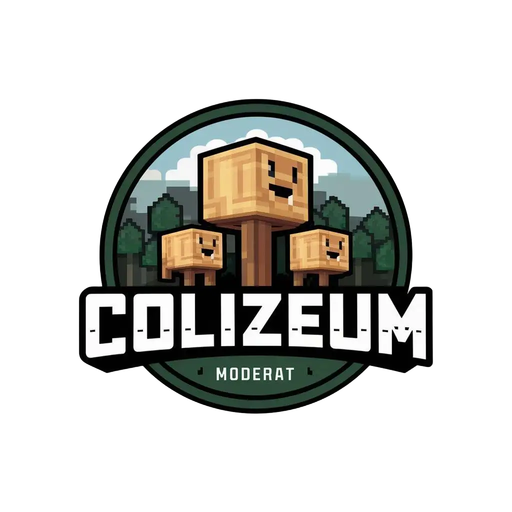 a vector logo design,with the text "Colizeum", main symbol:Minecraft,Moderate,clear background