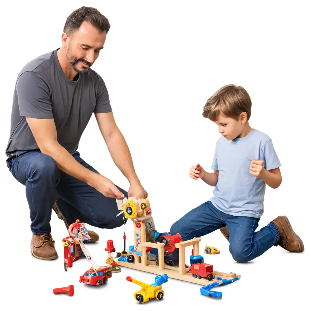 Dad-Teaching-How-to-Fix-a-Broken-Toy-PNG-Heartwarming-Moment-Captured-in-HighQuality-Image-Format