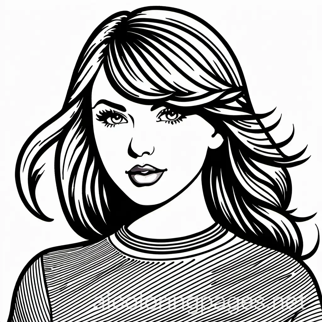 Taylor-Swift-Singing-in-Detailed-Black-and-White-Line-Art