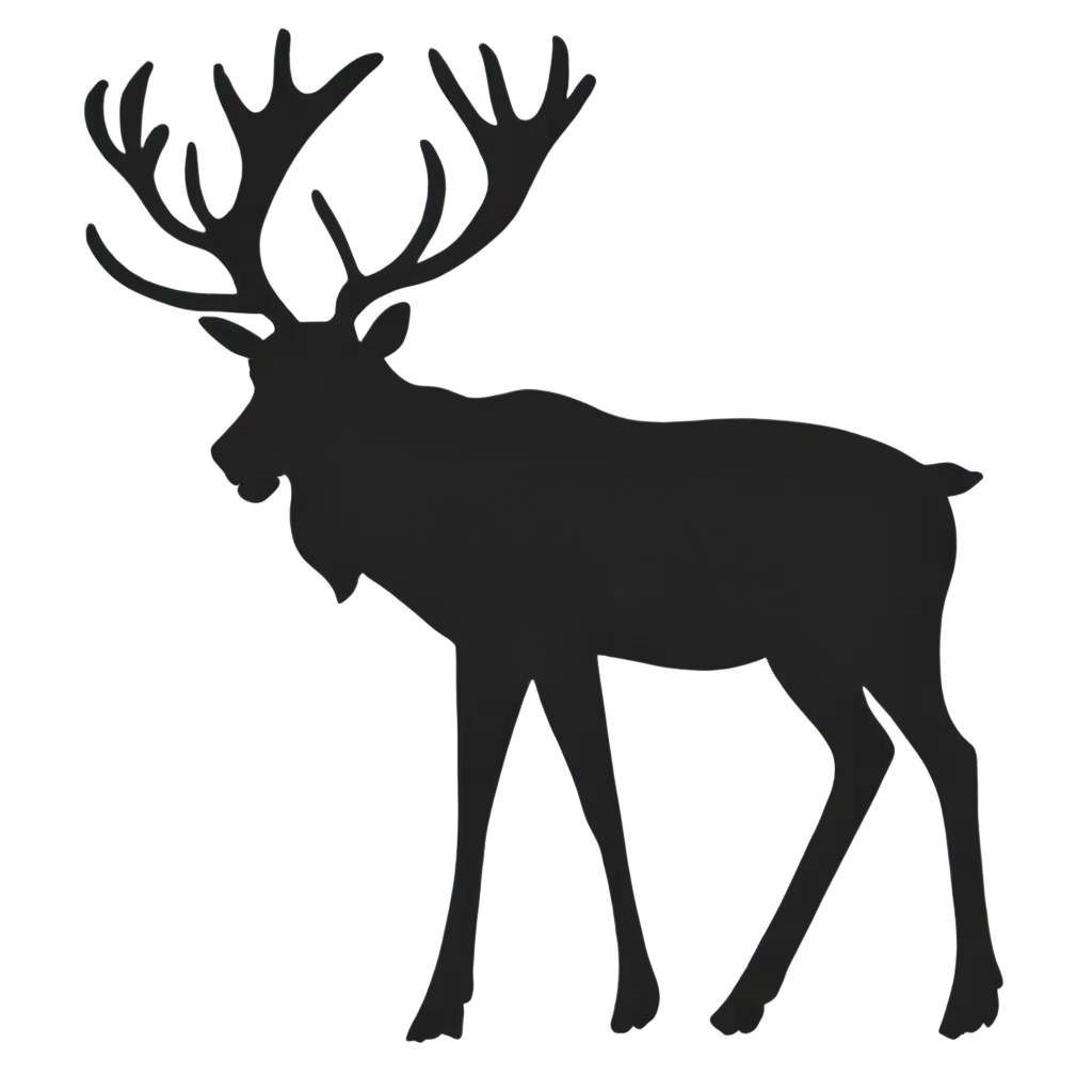 Silhouette-of-a-Drawn-Reindeer-in-2D-Style-PNG-Crisp-and-HighQuality-Image-for-Versatile-Use