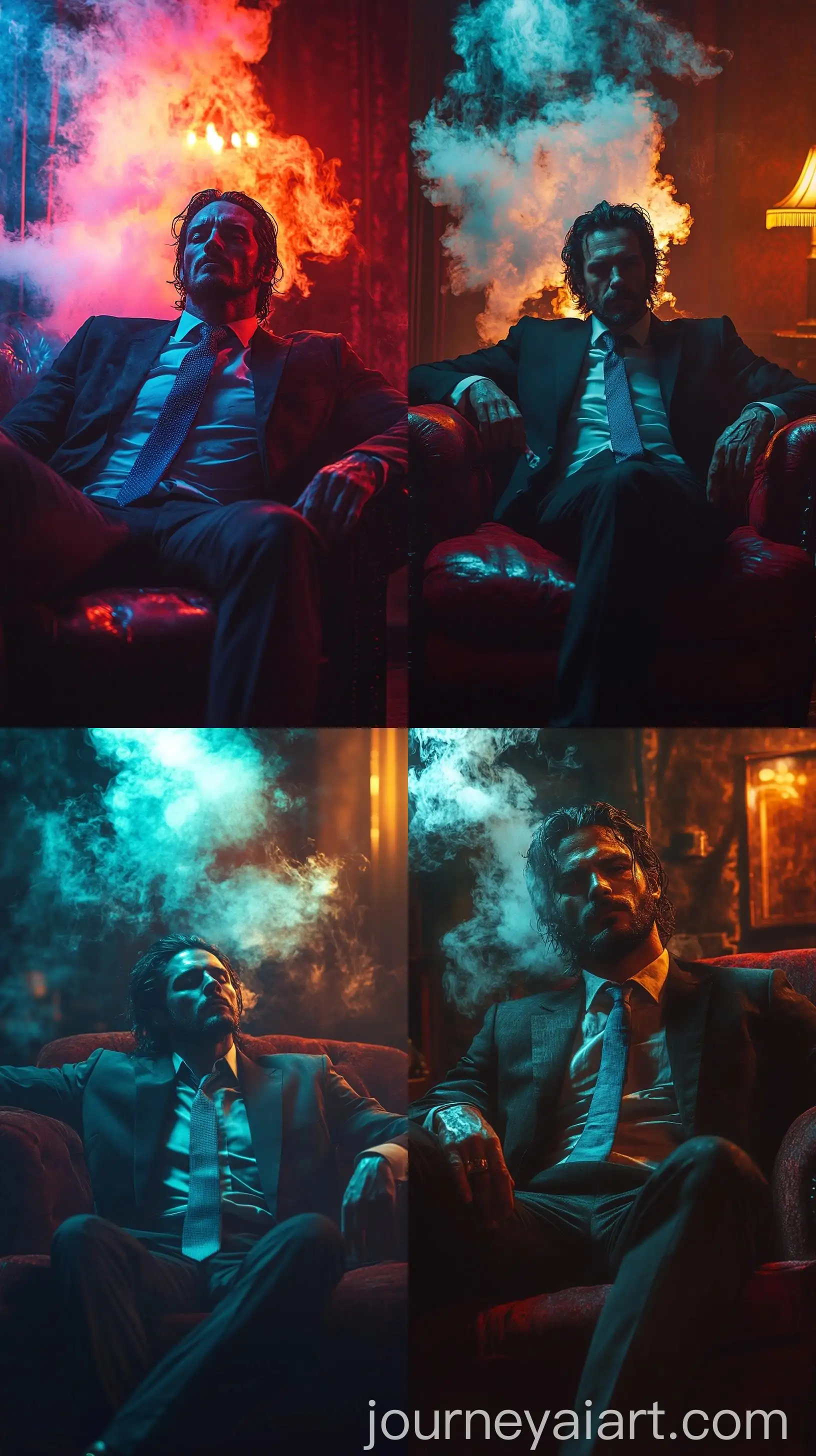Moody-Portrait-of-Lucifer-Smoking-on-Crimson-Couch