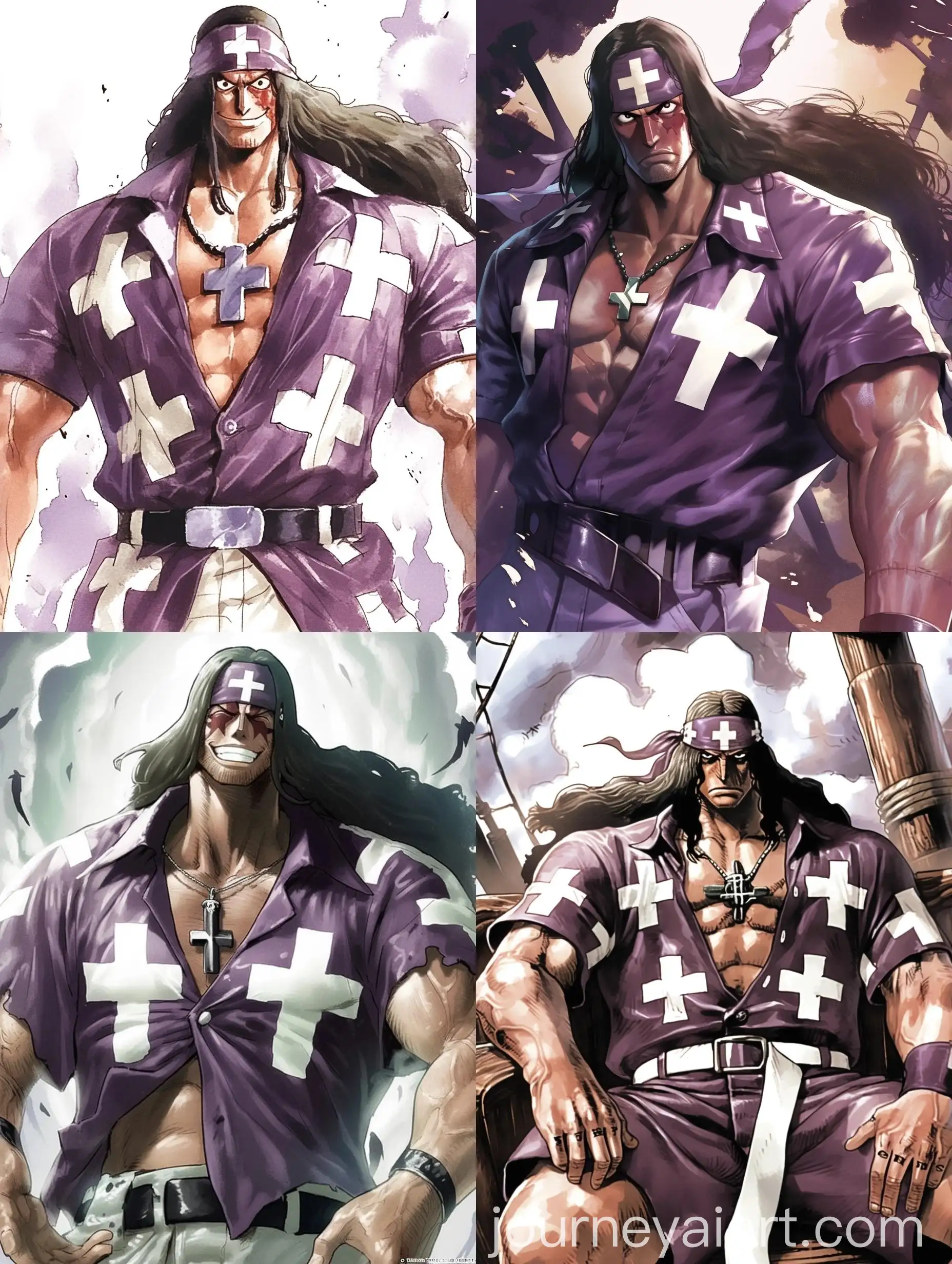 Watercolor-Pirate-Character-from-One-Piece-Manga-Black-Skin-and-Purple-Shirt