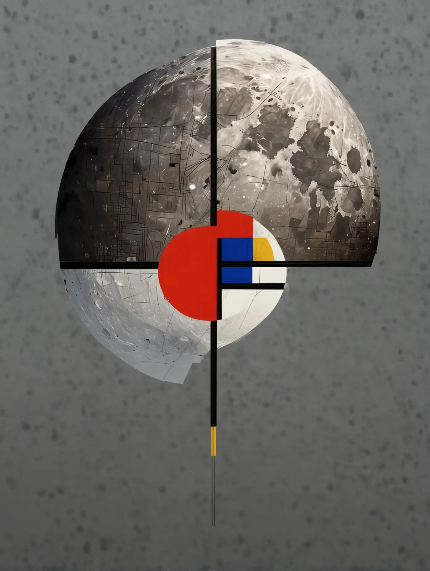 realism, future, futuristic, pixels, web 3, piet Mondrian style, abstraction, painting, moon, collage