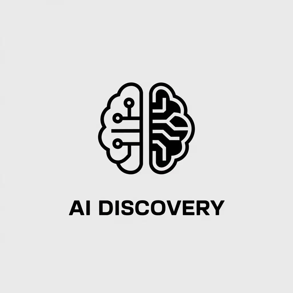 a vector logo design,with the text "ai discovery", main symbol:artificial intelligence,Minimalistic,be used in Technology industry,clear background