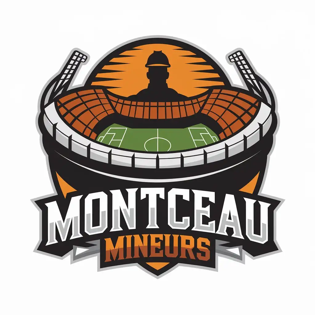 LOGO Design For Montceau Mineurs Soccer Stadium Coalmine Worker and Sunset Theme