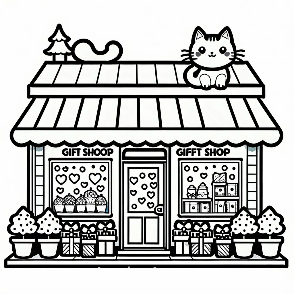 Kawaii-Gift-Shop-Coloring-Page-with-Cat