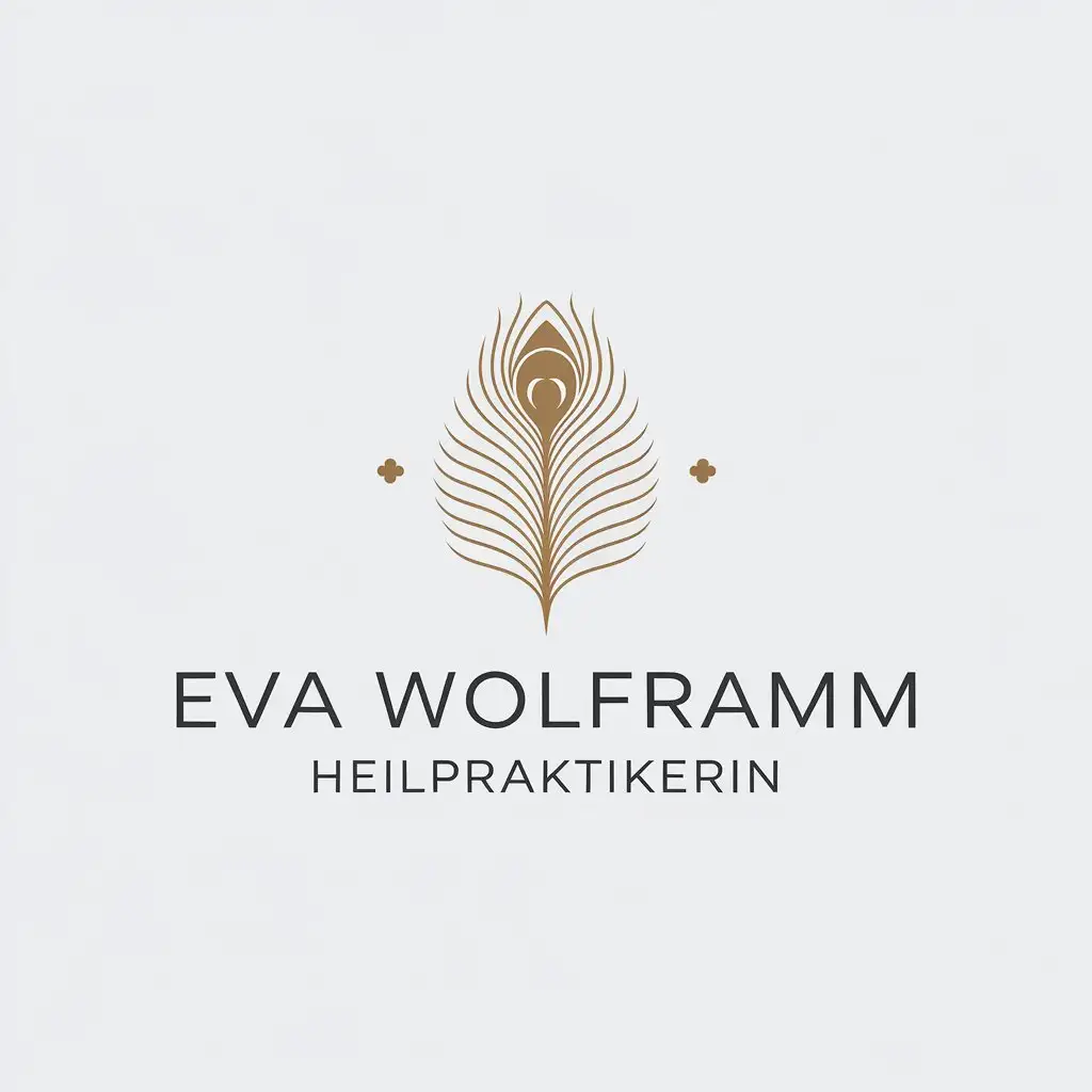 LOGO Design For Eva Wolframm Heilpraktitionerin Minimalistic Peacock Feather Symbol for Medical Dental Industry