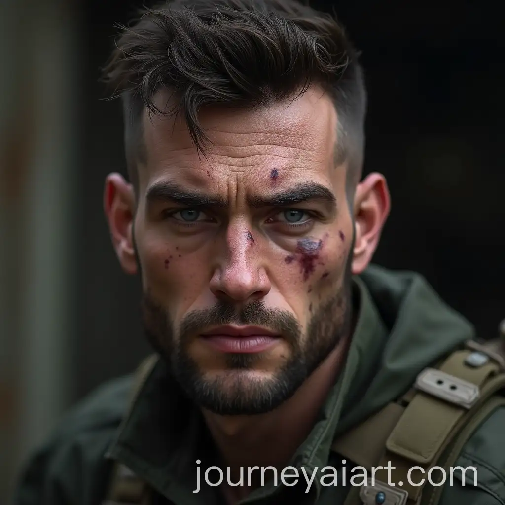 Military-Soldier-with-Dark-Brown-Hair-and-Piercing-Blue-Eyes-in-Tactical-Gear