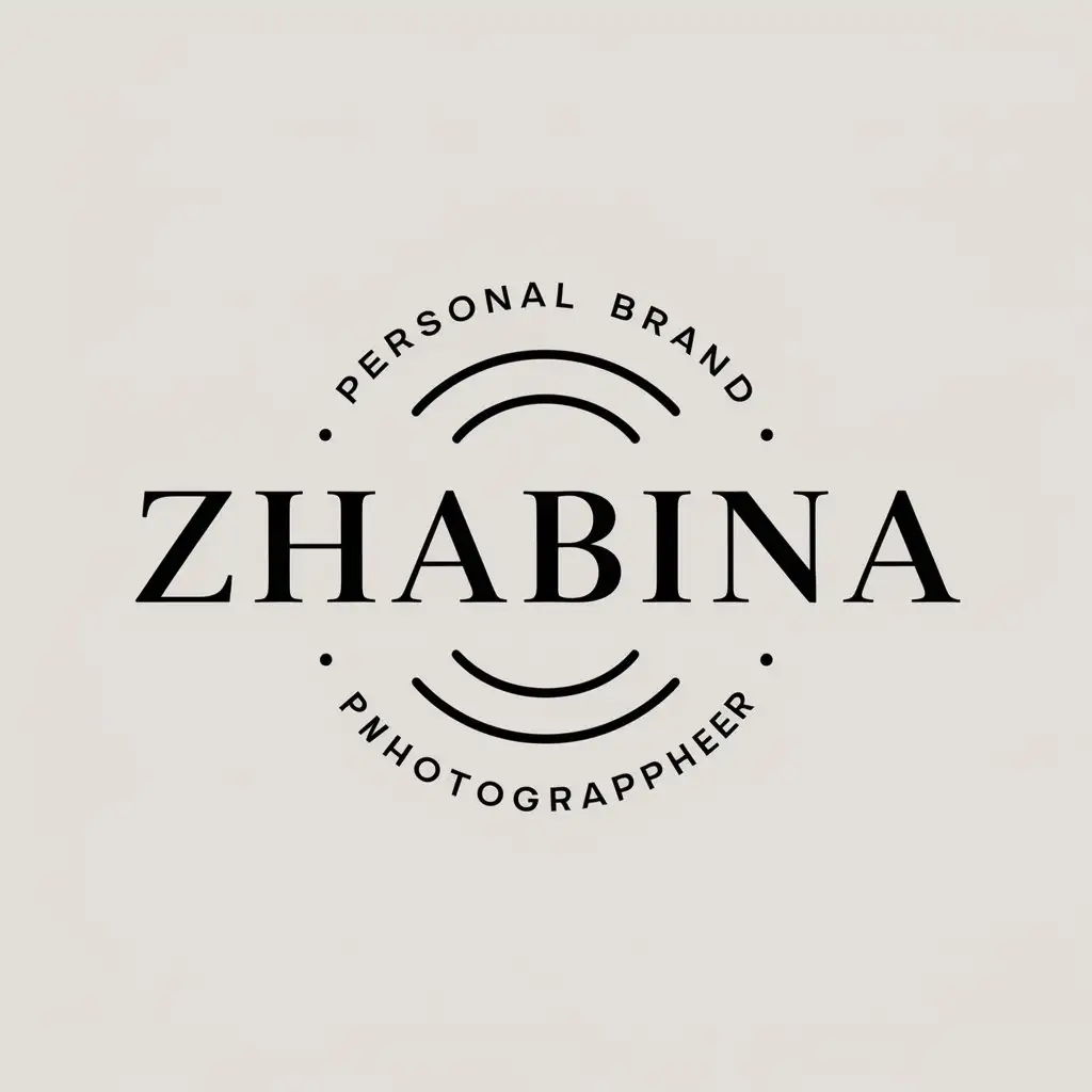 a vector logo design,with the text "Zhabina", main symbol:Personal brand,Minimalistic,be used in photographer industry,clear background