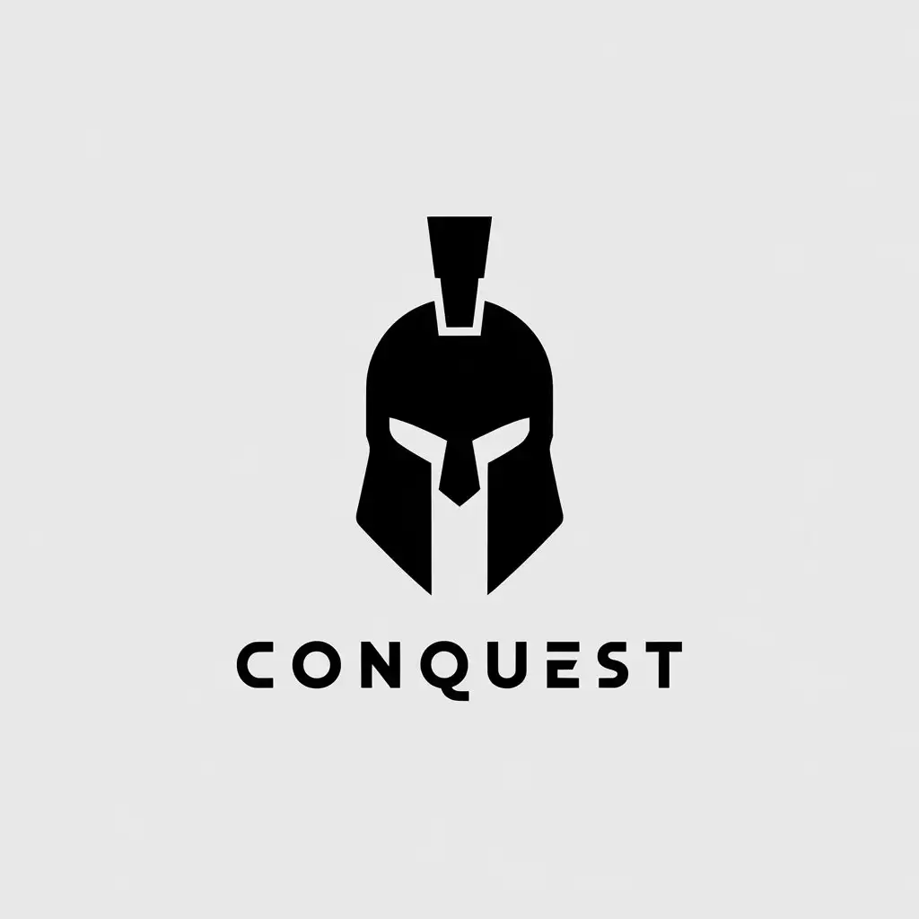 LOGO Design for Conquest Minimalistic Spartan Helmet with Clear Background