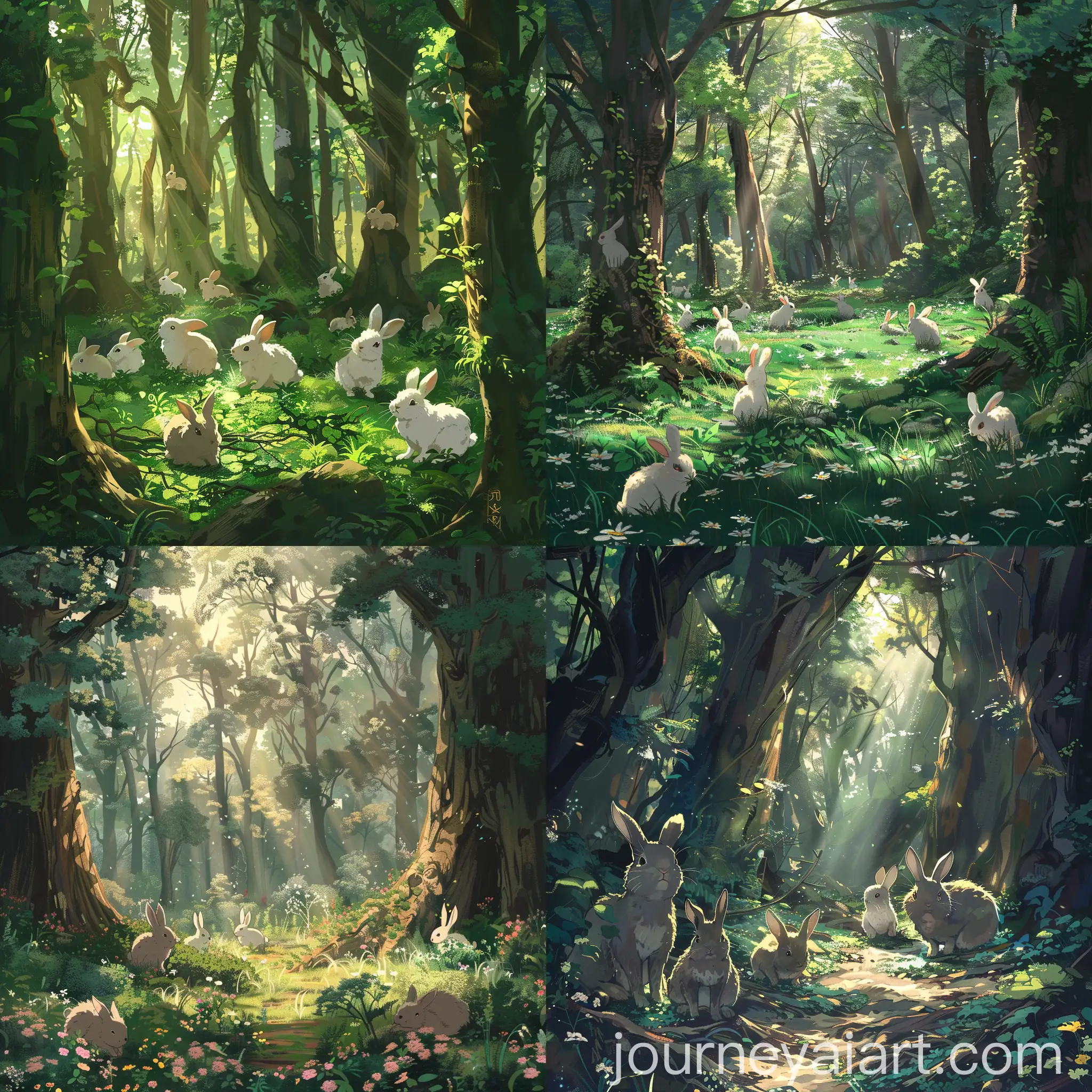 Enchanting-Ghibli-Style-Forest-with-Playful-Rabbits
