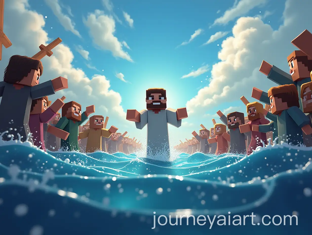 Moses-Parting-the-Red-Sea-in-Minecraft-Art-Style