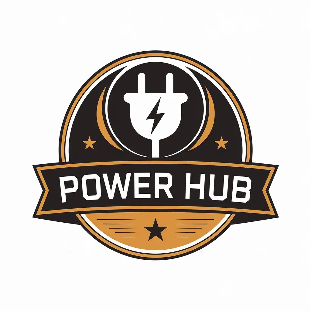 LOGO Design For Power Hub Electric Symbol in Moderate Style for Home Family Industry