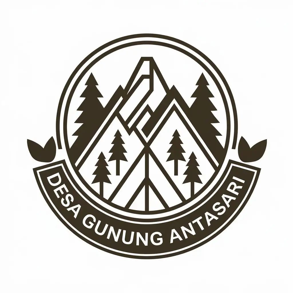 LOGO Design For Desa Gunung Antasari Forest and Mountain Circle Symbol