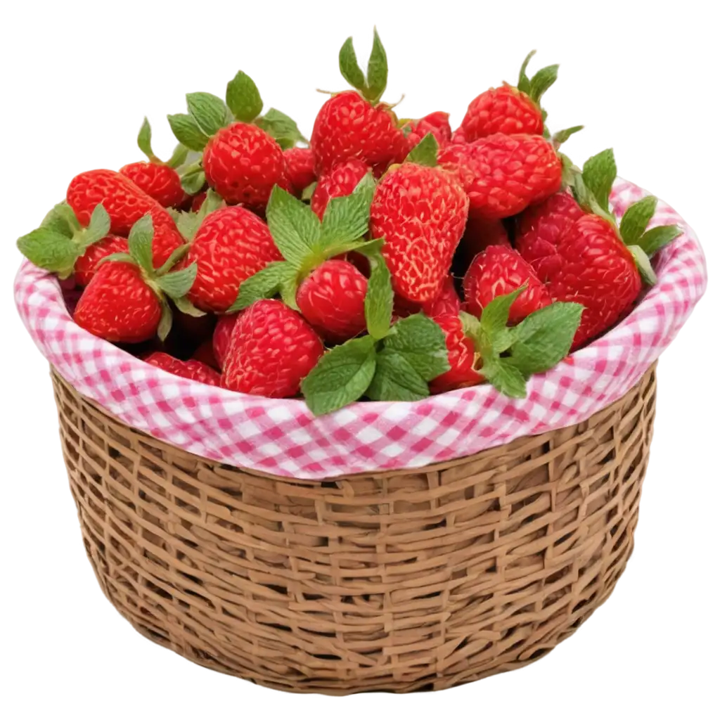 Fresh-Strawberry-Raspberry-in-a-Large-Woven-Round-Basket-PNG-Image-for-HighQuality-Visuals