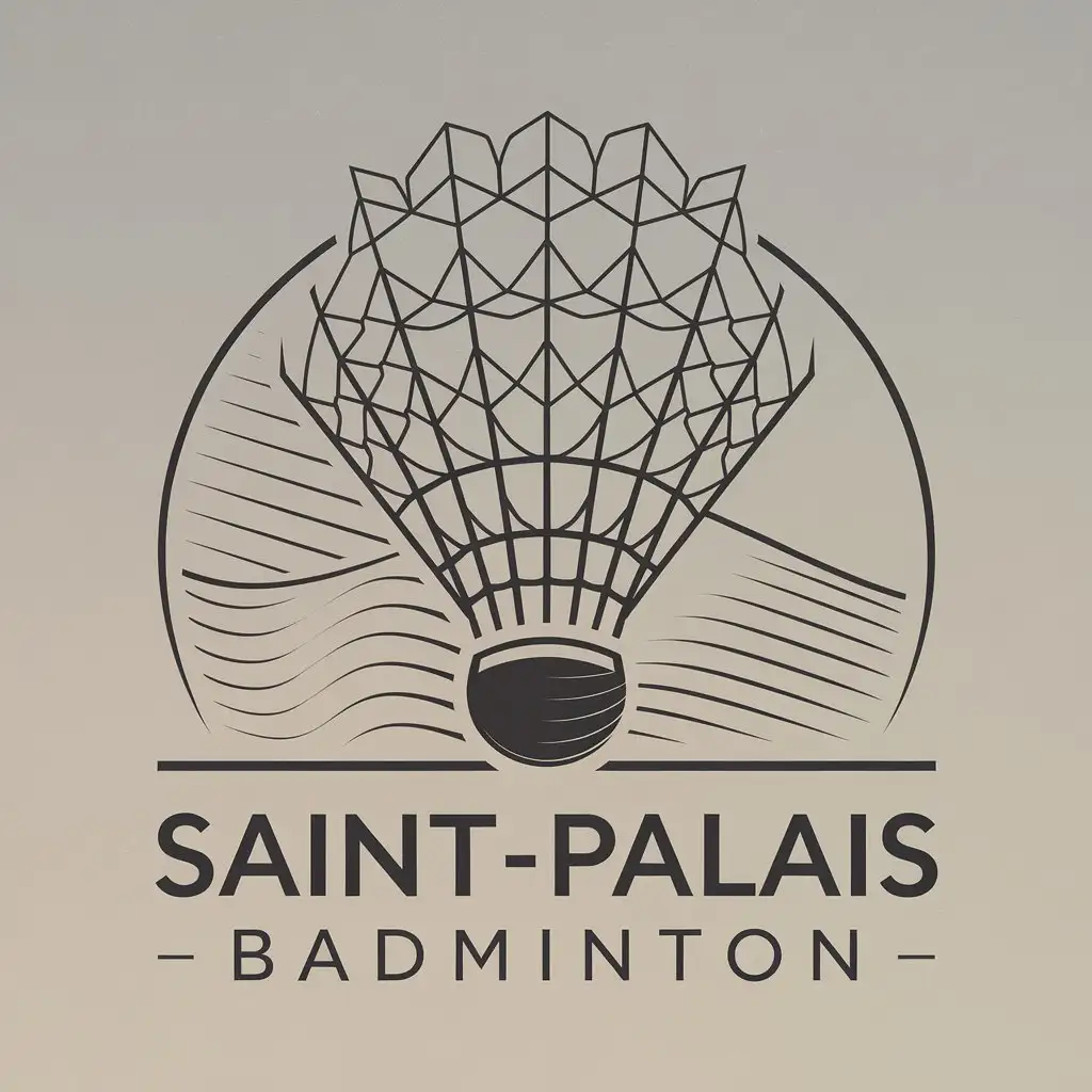 LOGO Design for SaintPalais Badminton Minimalistic Vector with Badminton Elements and Subtle Sea References