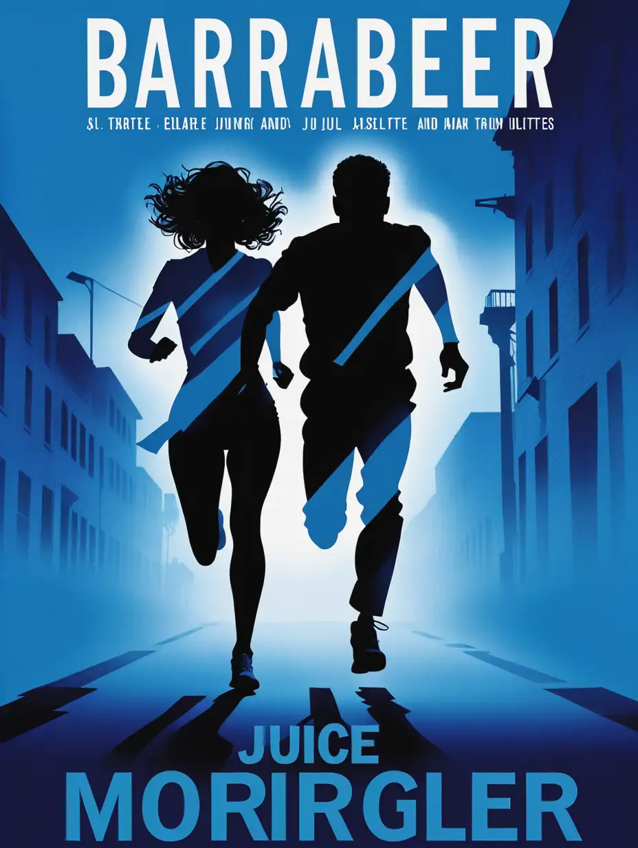 Thriller Book Cover Featuring Silhouettes of Escaping Figures