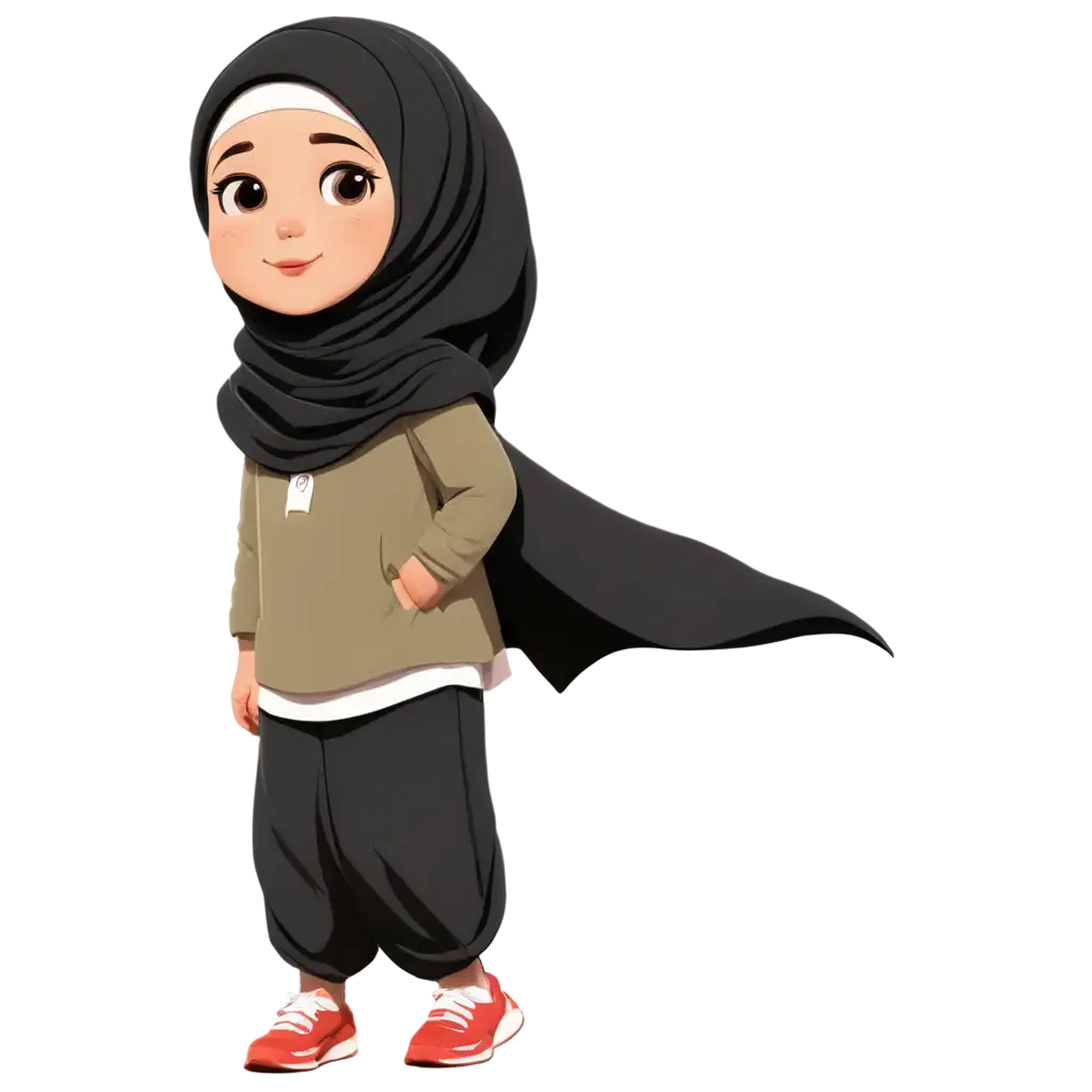 Cartoon-Character-of-Cute-Little-Girl-Wearing-Hijab-PNG-Image