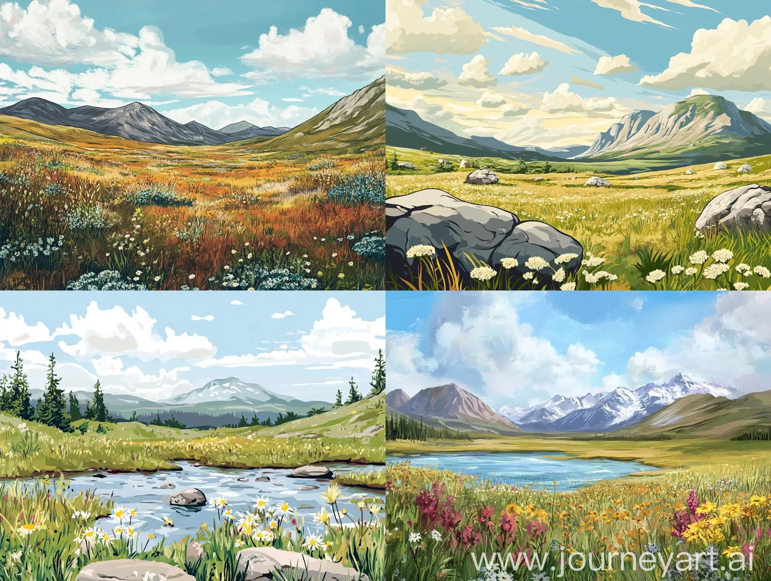 HandDrawn-Cartoon-Landscape-of-Summer-Tundra