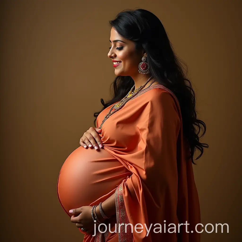 AI-Image-ExpansionPregnant-Indian-Woman-with-Big-Baby-Bump-in-Sambalpuri-Pata-Sari