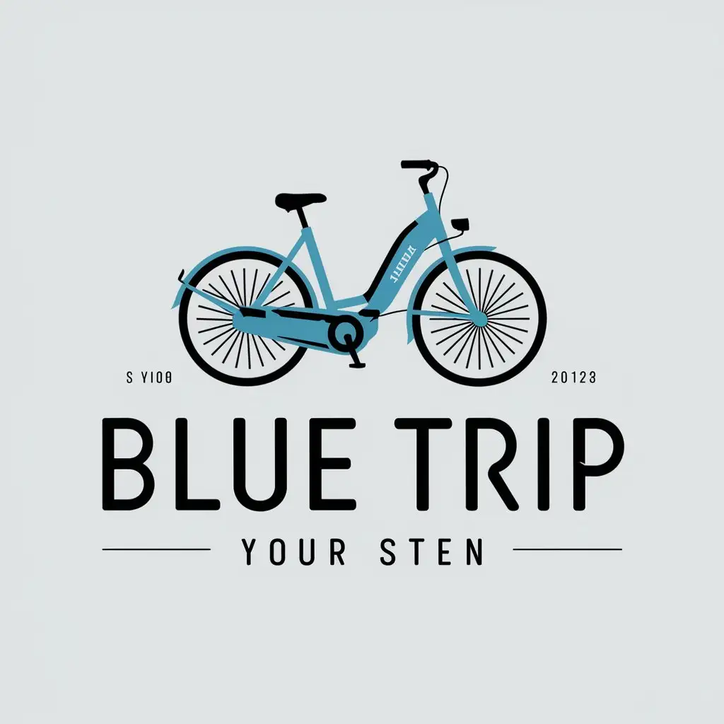 a vector logo design,with the text "Blue Trip", main symbol:e-bike,Moderate,be used in electric bicycle travel industry industry,clear background