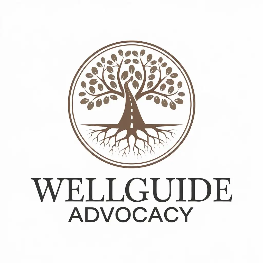 LOGO Design for WellGuide Advocacy Tree of Life with Road Trunk in Medical Dental Industry