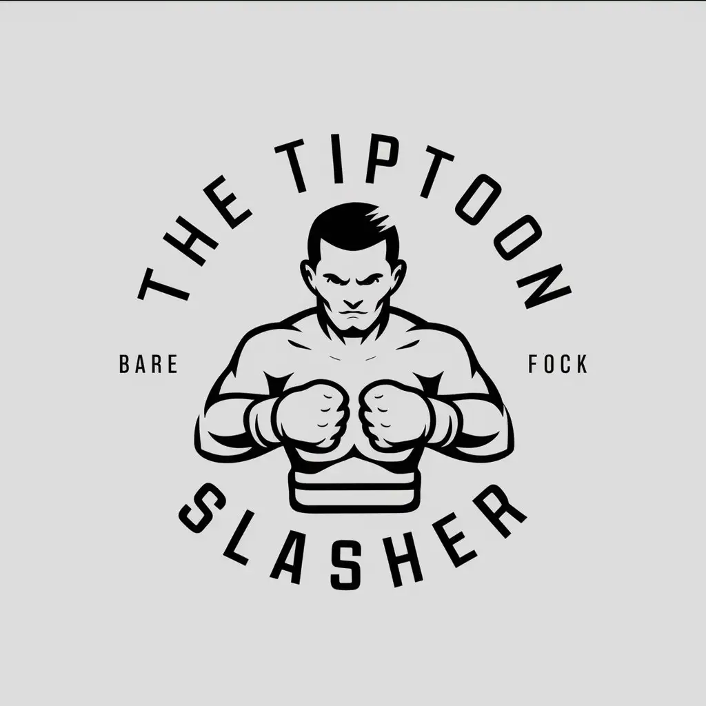 a vector logo design,with the text "The Tipton Slasher", main symbol:Bare knuckle fighter,complex,be used in Sports Fitness industry,clear background