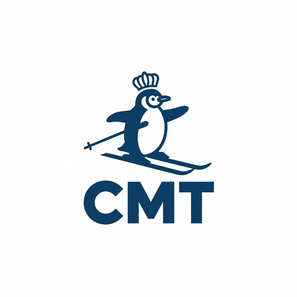 LOGO Design for CMT Penguin Skiing with Crown in Indigo for Medical Dental Industry